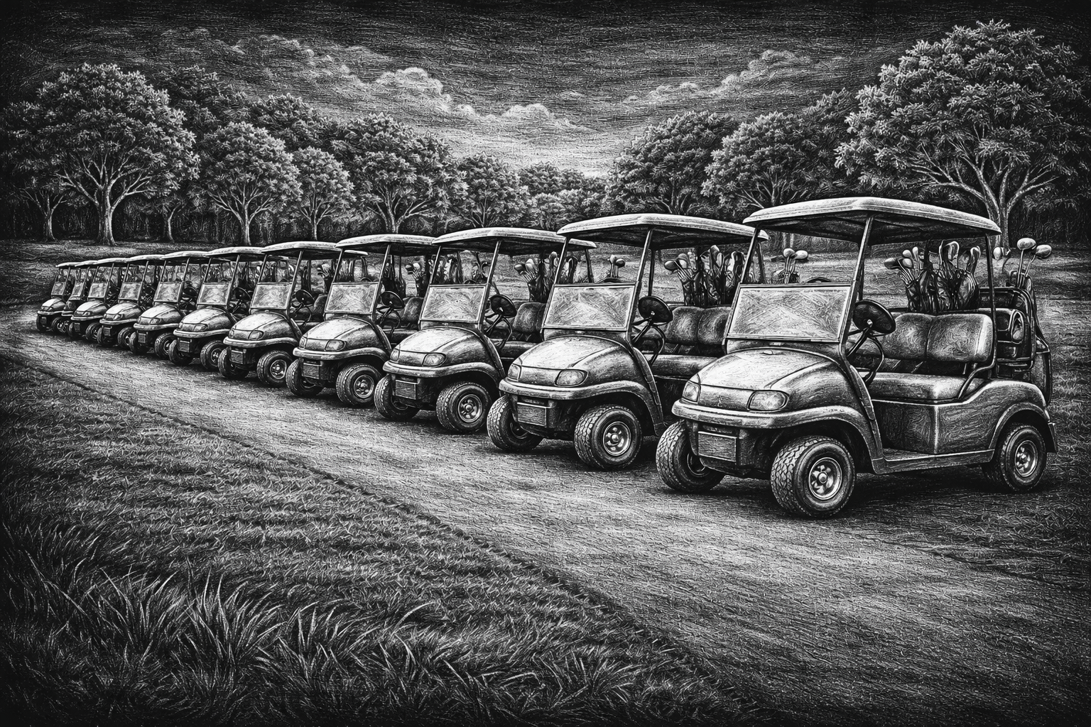 Setting up the golf tournament